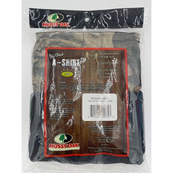 Mossy Oak Mens A-Shirt 2-Pack Camo Solid Cotton Tank Tops S Sleeveless Undershir - Picture 2 of 3